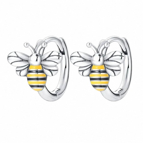 925 Sterling Silber Ohrringe Biene Creolen für Damen & Mädchen