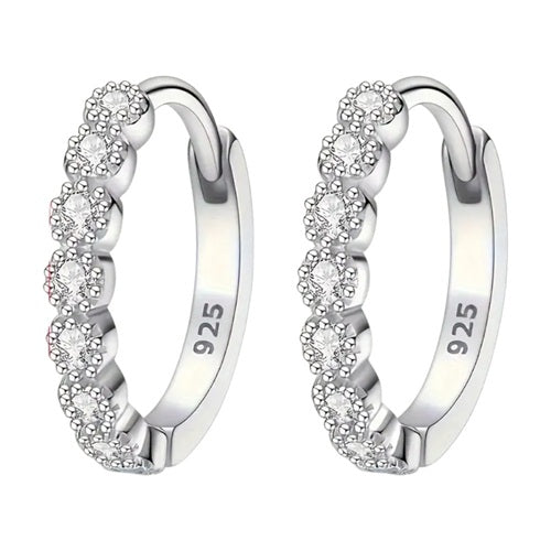 Creolen 925 Sterling Silber Zirkonia Glitzer Ohrringe Damen & Herren