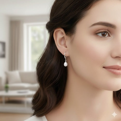 Elegante Damen Ohrrringe 925 Sterling Silber Ohrhänger mit Süßwasserperlen