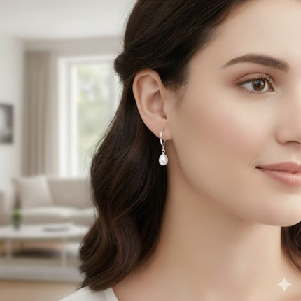 Elegante Damen Ohrrringe 925 Sterling Silber Ohrhänger mit Süßwasserperlen