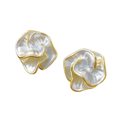 Ohrstecker Damen 925 Sterling Silber Blume Perlmutt Design vergoldet