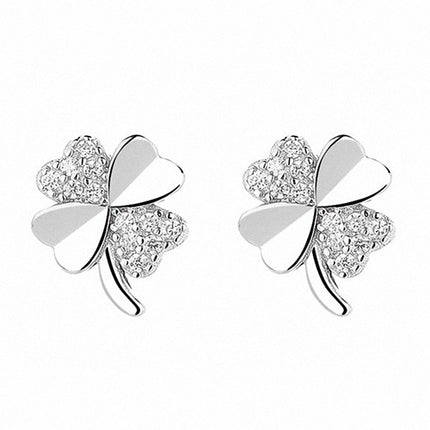 Kleeblatt Ohrstecker 925 Sterling Silber Damen Ohrringe mit Kristallen
