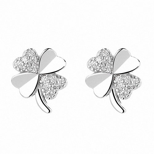 Kleeblatt Ohrstecker 925 Sterling Silber Damen Ohrringe mit Kristallen