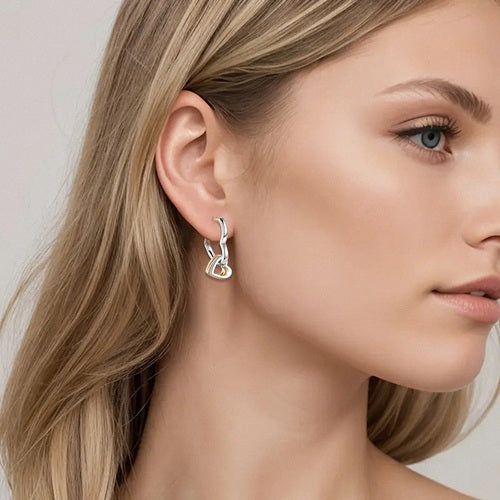 Herz Creolen 925 Silber Damen Ohrringe mit 3 kleinen Herzen