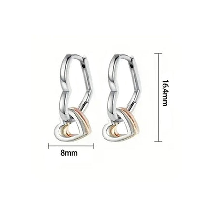 Herz Creolen 925 Silber Damen Ohrringe mit 3 kleinen Herzen