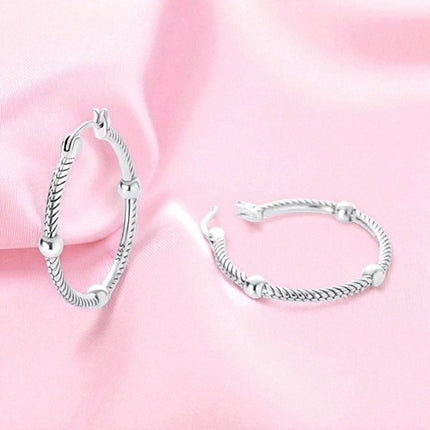 Creolen 925 Silber Damen Ohrringe mit Kugeln geflochtenes Design