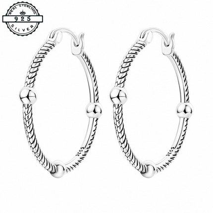 Creolen 925 Silber Damen Ohrringe mit Kugeln geflochtenes Design