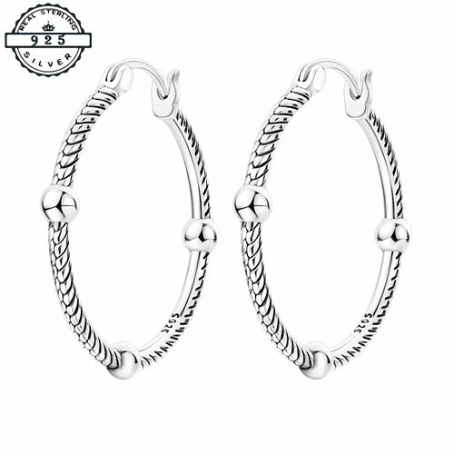 Creolen 925 Silber Damen Ohrringe mit Kugeln geflochtenes Design