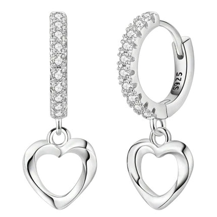 Creolen 925 Sterling Silber Zirkonia Herzanhänger Damen Ohrringe