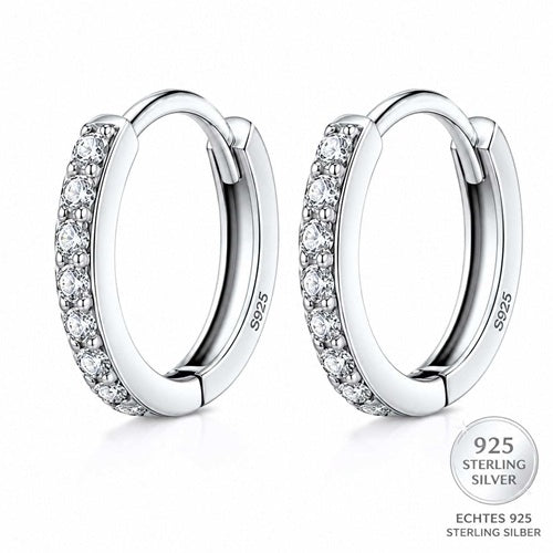Creolen 925 Sterling Silber kleine Damen Ohrringe mit Kristallen