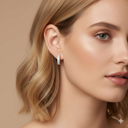 Creolen 925 Sterling Silber kleine Damen Ohrringe mit Kristallen