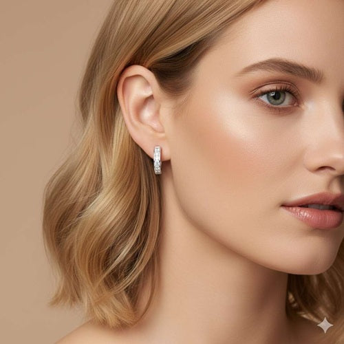 Creolen 925 Sterling Silber kleine Damen Ohrringe mit Kristallen