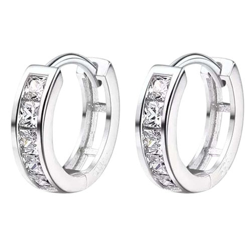 Creolen 925 Sterling Silber kleine Damen Ohrringe mit Kristallen