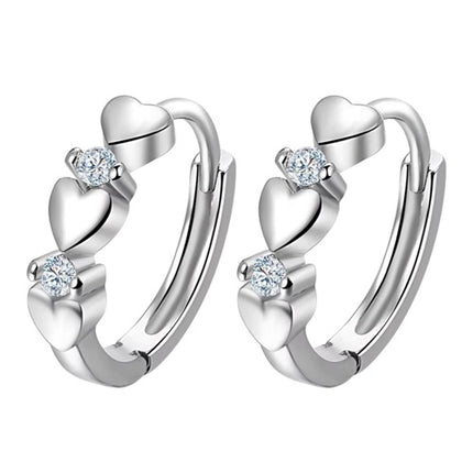 Creolen Damen 925 Sterling Silber Ohrringe Herz Zirkonia