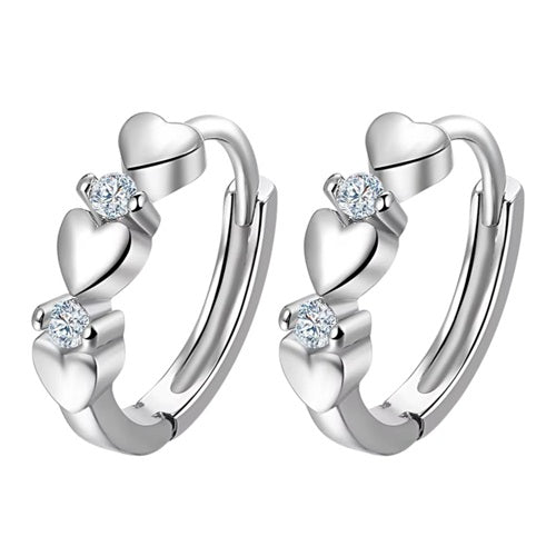 Creolen Damen 925 Sterling Silber Ohrringe Herz Zirkonia