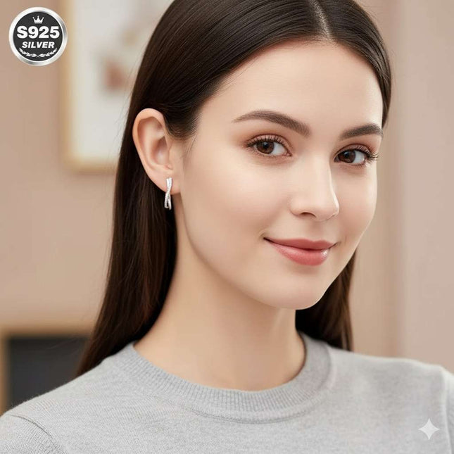 Damen Ohrringe 925 Sterling Silber mit Zirkonia im eleganten Kreuzdesign