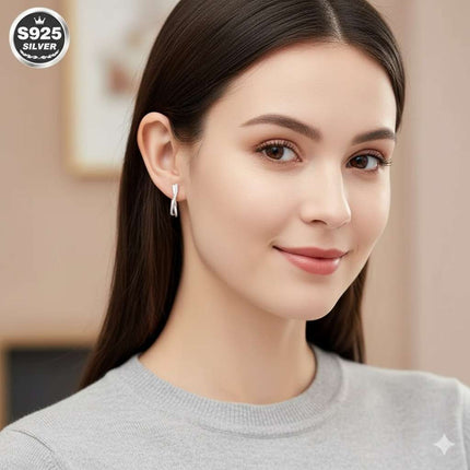 Damen Ohrringe 925 Sterling Silber mit Zirkonia im eleganten Kreuzdesign