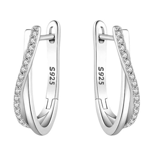 Damen Ohrringe 925 Sterling Silber mit Zirkonia im eleganten Kreuzdesign