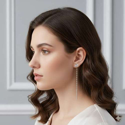 Kleeblatt Damen Ohrhänger 925 Sterling Silber mit Kette Glücksbringer