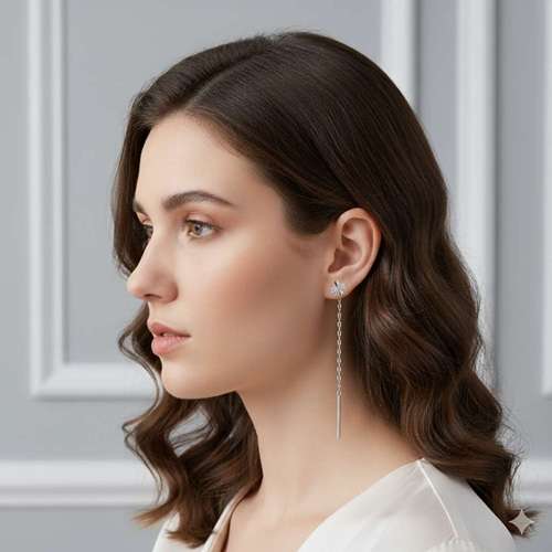 Kleeblatt Damen Ohrhänger 925 Sterling Silber mit Kette Glücksbringer