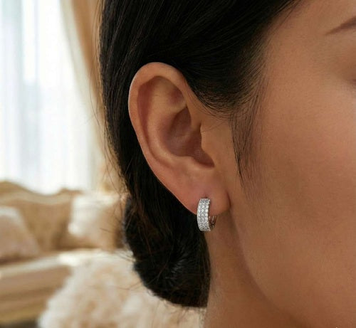 Creolen aus 925 Sterling Silber mit Kristallen für Damen und Mädchen