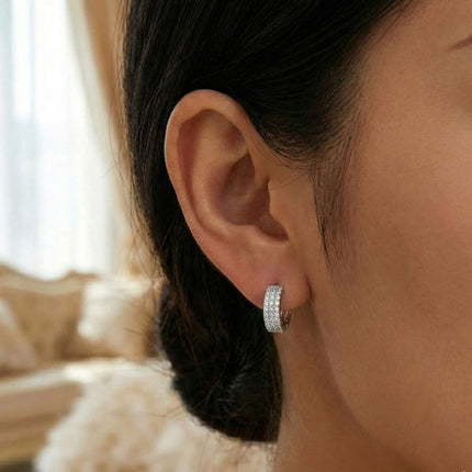 Creolen aus 925 Sterling Silber mit Kristallen für Damen und Mädchen