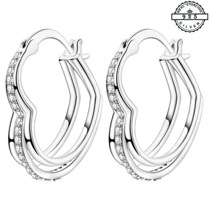Herz Ohrringe 925 Sterling Silber elegantes Design mit funkelnden Kristallen