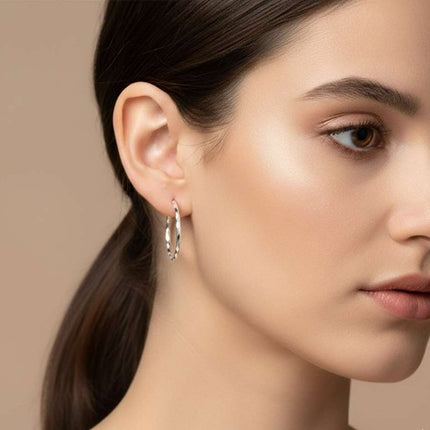 Elegante Creolen facettiert aus 925 Sterling Silber für Damen glänzend