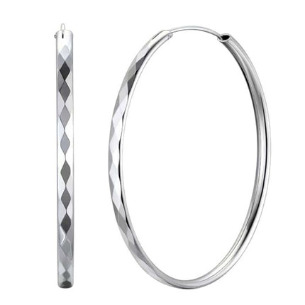 Elegante Creolen facettiert aus 925 Sterling Silber für Damen glänzend