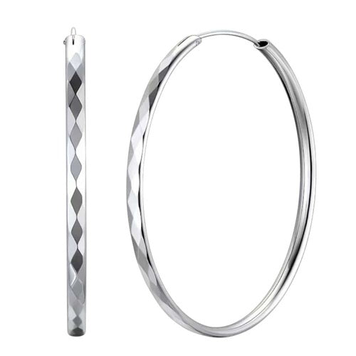 Elegante Creolen facettiert aus 925 Sterling Silber für Damen glänzend