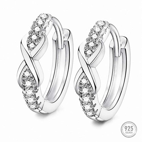 Ohrringe 925 Sterling Silber Creolen Zirkonia Silbercreolen elegant