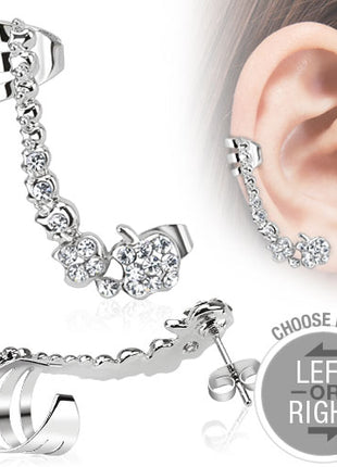 Knorpel Ear Cuff Schmuck Ohrklemme mit Kristall Blumen