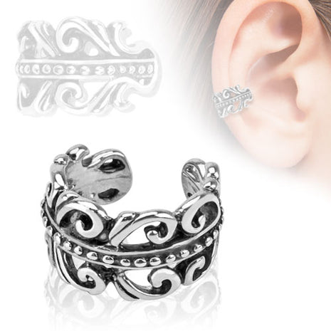 Ear Cuff Non Piercing Ohrklemme Tribal geschwungen