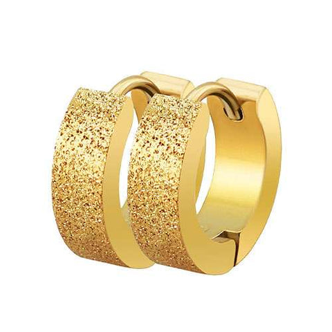 Klassische Schmuck Ohrringe Creolen Huggie Klappverschluss sandgestrahlt