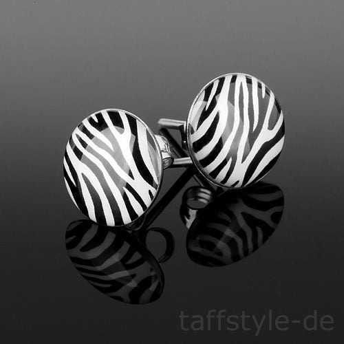 Ohrstecker Zebra Style Schwarz / Weiß