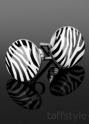 Ohrstecker Zebra Style Schwarz / Weiß