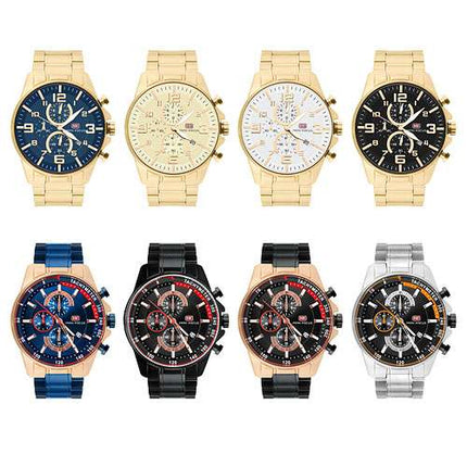 Herren Uhr Edelstahl Sport Chronograph Männer Armbanduhr Stoppuhr Wasserdicht