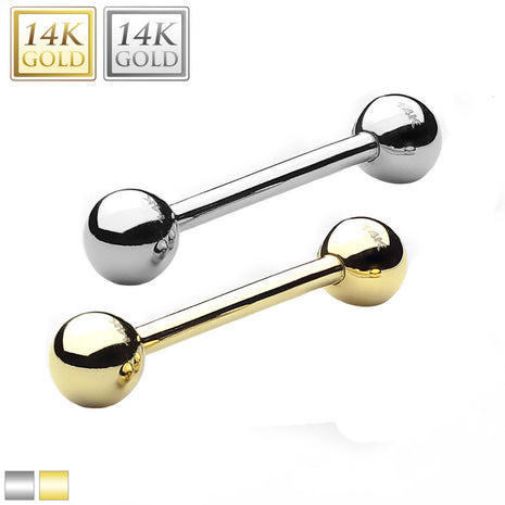 14 Carat Real 585 Gold Bar Barbell Tongue Ear Intimate Breast Piercing 