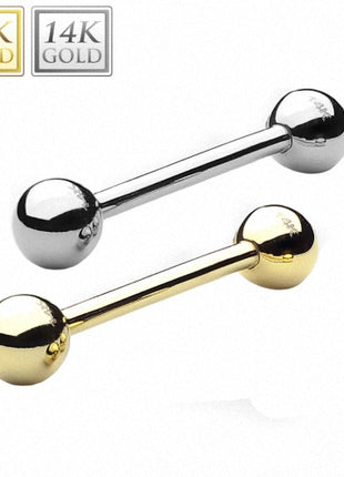 14 Karat Echt 585 Gold Stab Barbell Zunge Ohr Intim Brust Piercing