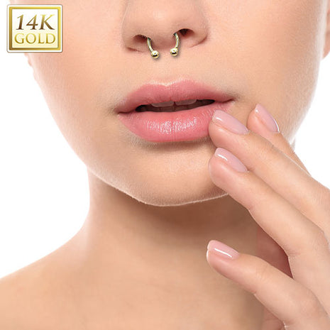 14 Karat Echt 585 Gelbgold Hufeisen Horseshoe Ohr Lippen Septum Piercing