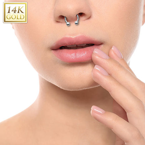 14 Karat Echt 585 Weißgold Hufeisen Horseshoe Ohr Lippen Septum Piercing