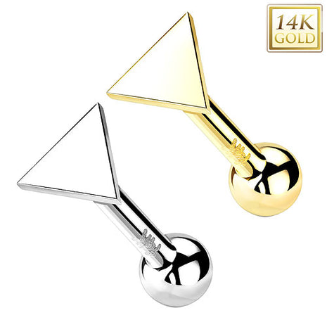 14 Karat Gold Tragus Helix Ohr Piercing Stecker flacher Dreieck Aufsatz ohne Gewinde