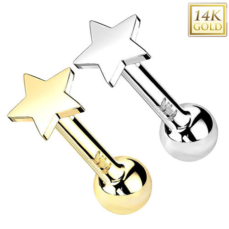 14 Karat Gold Tragus Helix Ohr Piercing Stecker flacher Stern Aufsatz ohne Gewinde