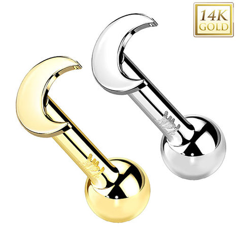 14 Karat Gold Tragus Helix Ohr Piercing Stecker flacher Mond Aufsatz ohne Gewinde