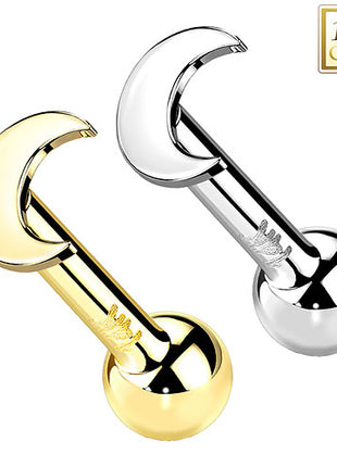 14 Karat Gold Tragus Helix Ohr Piercing Stecker flacher Mond Aufsatz ohne Gewinde