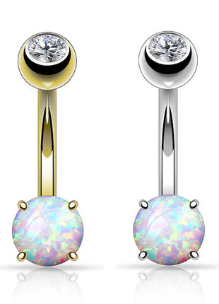 Bauchnabelpiercing 14 Karat Echt Gold mit Opal Stein