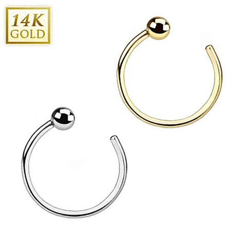 Real gold 14 carat nose piercing hoop ring 