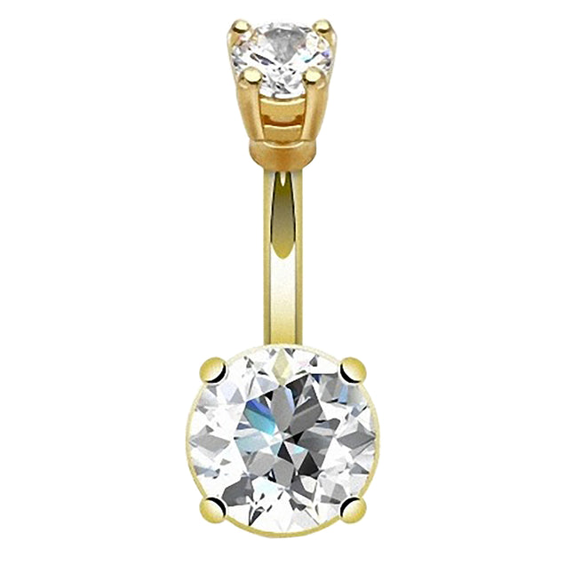 Bauchnabelpiercing Stecker vergoldet mit großen Zirkonia Kristall