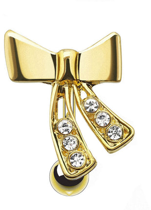 Belly Button Piercing Jewelry Plug Gold Plated Crystal Bow 