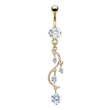 Bauchnabelpiercing - Gold / Clear